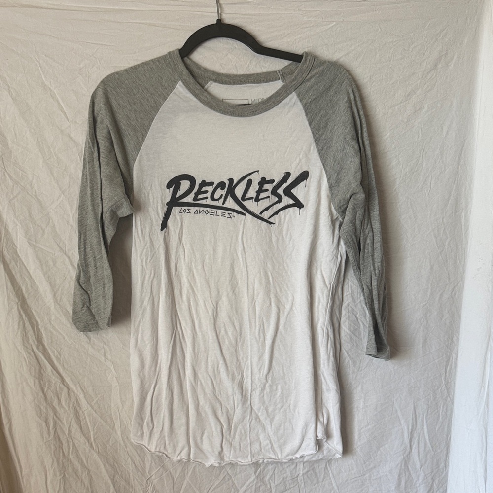 Young & Reckless Gray and White Raglan Top
